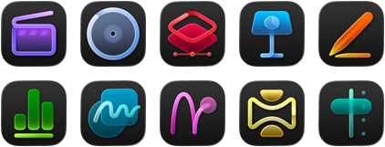 แอปจาก Apple Creator Studio, Final Cut Pro, Logic Pro, Pixelmator Pro, Keynote, Pages, Numbers, Freeform, Motion, Compressor, MainStage