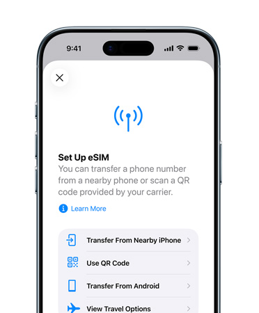 iPhone Air, front exterior, Set Up Cellular feature in use